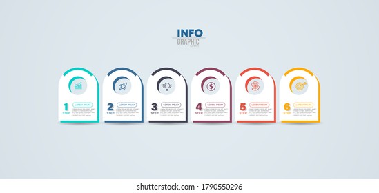 vector illustration Infographic design template with icons and 6 options or steps. Can be used for process, presentations, layout, banner,info graph.