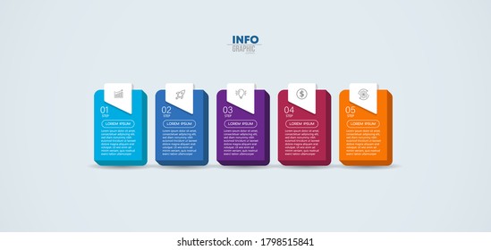 ilustración vectorial Plantilla de diseño infográfico con iconos y 5 opciones o pasos. Se puede usar para procesos, presentaciones, diseño, banner, gráfico de información.