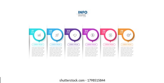 vector illustration Infographic design template with icons and 6 options or steps. Can be used for process, presentations, layout, banner,info graph.