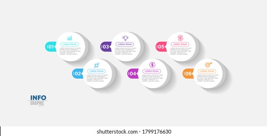 vector illustration Infographic design template with icons and 6 options or steps. Can be used for process, presentations, layout, banner,info graph.