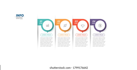 Vektorgrafik Infografische Design-Vorlage mit Symbolen und 4 Optionen oder Schritten. Kann für Prozess, Präsentationen, Layout, Banner, Infografik verwendet werden.