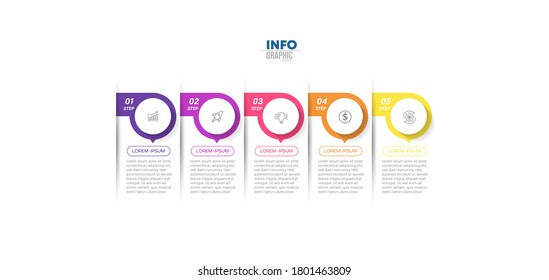 ilustración vectorial Plantilla de diseño infográfico con iconos y 5 opciones o pasos. Se puede usar para procesos, presentaciones, diseño, banner, gráfico de información.
