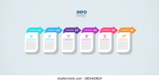 ilustración vectorial Plantilla de diseño infográfico con iconos y 6 opciones o pasos. Se puede usar para procesos, presentaciones, diseño, banner, gráfico de información.