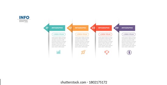 ilustración vectorial Plantilla de diseño infográfico con iconos y 4 opciones o pasos. Se puede usar para procesos, presentaciones, diseño, banner, gráfico de información.