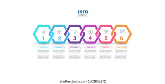 vector illustration Infographic design template with icons and 6 options or steps. Can be used for process, presentations, layout, banner,info graph.