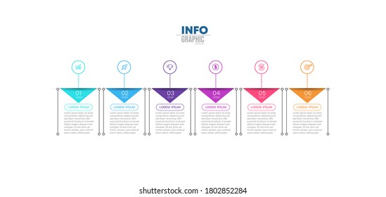 ilustración vectorial Plantilla de diseño infográfico con iconos y 6 opciones o pasos. Se puede usar para procesos, presentaciones, diseño, banner, gráfico de información.