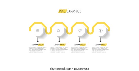 ilustración vectorial Plantilla de diseño infográfico con iconos y 4 opciones o pasos. Se puede usar para procesos, presentaciones, diseño, banner, gráfico de información.