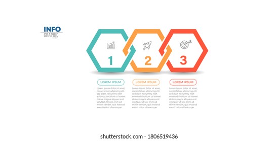 ilustración vectorial Plantilla de diseño infográfico con iconos y 3 opciones o pasos. Se puede usar para procesos, presentaciones, diseño, banner, gráfico de información.