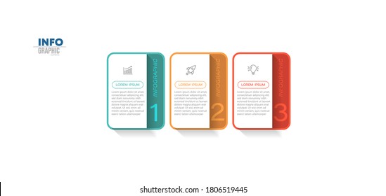 ilustración vectorial Plantilla de diseño infográfico con iconos y 3 opciones o pasos. Se puede usar para procesos, presentaciones, diseño, banner, gráfico de información.