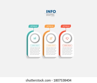 Vektorgrafik Infografische Design-Vorlage mit Symbolen und 3 Optionen oder Schritte. Kann für Prozess, Präsentationen, Layout, Banner, Infografik verwendet werden.