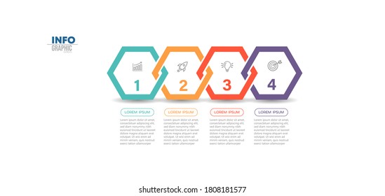 Vektorgrafik Infografische Design-Vorlage mit Symbolen und 4 Optionen oder Schritten. Kann für Prozess, Präsentationen, Layout, Banner, Infografik verwendet werden.