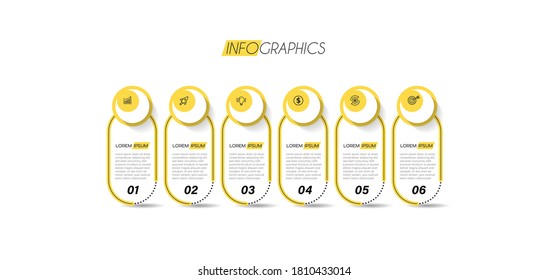 Vektorgrafik Infografische Design-Vorlage mit Symbolen und 6 Optionen oder Schritte. Kann für Prozess, Präsentationen, Layout, Banner, Infografik verwendet werden.