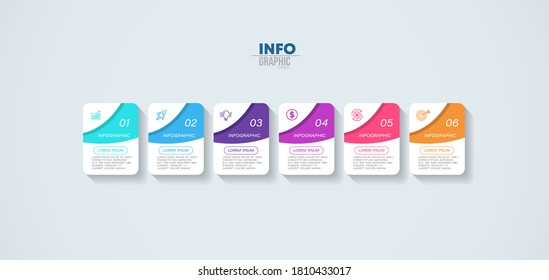 ilustración vectorial Plantilla de diseño infográfico con iconos y 6 opciones o pasos. Se puede usar para procesos, presentaciones, diseño, banner, gráfico de información.