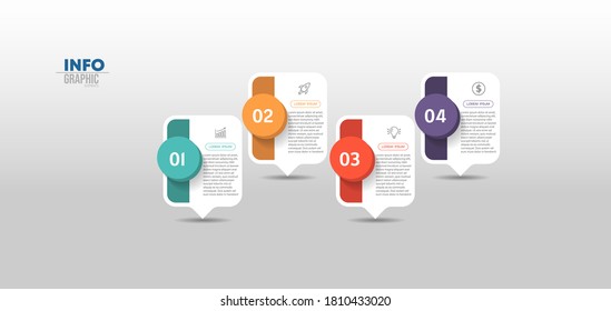 Vektorgrafik Infografische Design-Vorlage mit Symbolen und 4 Optionen oder Schritten. Kann für Prozess, Präsentationen, Layout, Banner, Infografik verwendet werden.