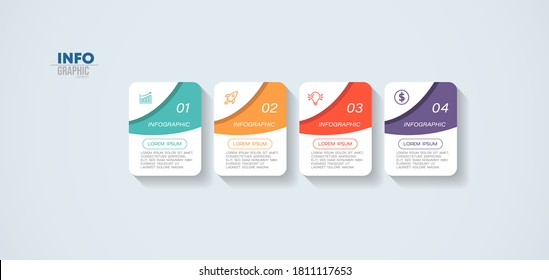 ilustración vectorial Plantilla de diseño infográfico con iconos y 4 opciones o pasos. Se puede usar para procesos, presentaciones, diseño, banner, gráfico de información.