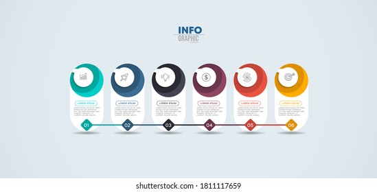 vector illustration Infographic design template with icons and 6 options or steps. Can be used for process, presentations, layout, banner,info graph.
