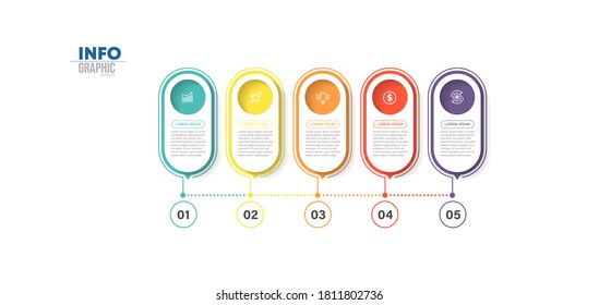 Vektorgrafik Infografische Design-Vorlage mit Symbolen und 5 Optionen oder Schritte. Kann für Prozess, Präsentationen, Layout, Banner, Infografik verwendet werden.