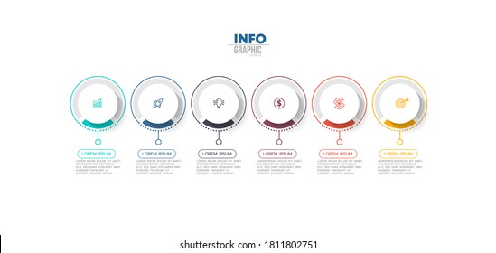 ilustración vectorial Plantilla de diseño infográfico con iconos y 6 opciones o pasos. Se puede usar para procesos, presentaciones, diseño, banner, gráfico de información.