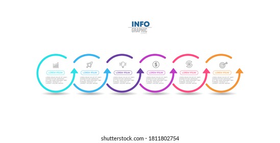 vector illustration Infographic design template with icons and 6 options or steps. Can be used for process, presentations, layout, banner,info graph.