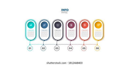 Vektorgrafik Infografische Design-Vorlage mit Symbolen und 6 Optionen oder Schritte. Kann für Prozess, Präsentationen, Layout, Banner, Infografik verwendet werden.
