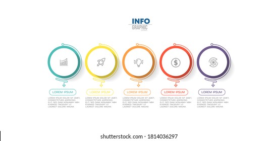 ilustración vectorial Plantilla de diseño infográfico con iconos y 5 opciones o pasos. Se puede usar para procesos, presentaciones, diseño, banner, gráfico de información.