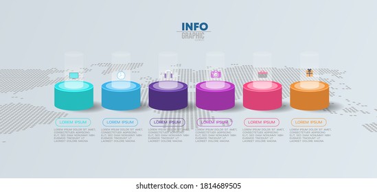 vector illustration Infographic design template with icons and 6 options or steps. Can be used for process, presentations, layout, banner,info graph.