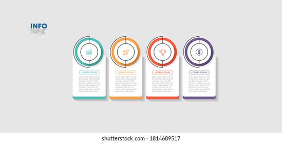Vektorgrafik Infografische Design-Vorlage mit Symbolen und 4 Optionen oder Schritten. Kann für Prozess, Präsentationen, Layout, Banner, Infografik verwendet werden.