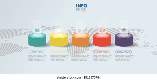 vector illustration Infographic design template with icons and 5 options or steps. Can be used for process, presentations, layout, banner,info graph.
