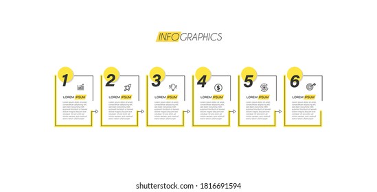 vector illustration Infographic design template with icons and 6 options or steps. Can be used for process, presentations, layout, banner,info graph.