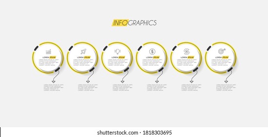 ilustración vectorial Plantilla de diseño infográfico con iconos y 6 opciones o pasos. Se puede usar para procesos, presentaciones, diseño, banner, gráfico de información.