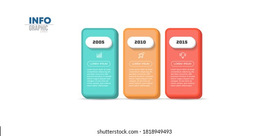 ilustración vectorial Plantilla de diseño infográfico con iconos y 3 opciones o pasos. Se puede usar para procesos, presentaciones, diseño, banner, gráfico de información.