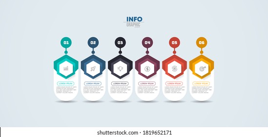 vector illustration Infographic design template with icons and 6 options or steps. Can be used for process, presentations, layout, banner,info graph.