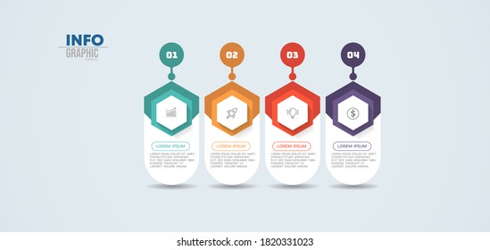 vector illustration Infographic design template with icons and 4 options or steps. Can be used for process, presentations, layout, banner,info graph.