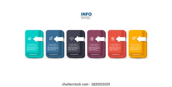 Vektorgrafik Infografische Design-Vorlage mit Symbolen und 6 Optionen oder Schritte. Kann für Prozess, Präsentationen, Layout, Banner, Infografik verwendet werden.