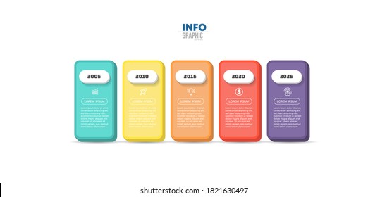 ilustración vectorial Plantilla de diseño infográfico con iconos y 5 opciones o pasos. Se puede usar para procesos, presentaciones, diseño, banner, gráfico de información.
