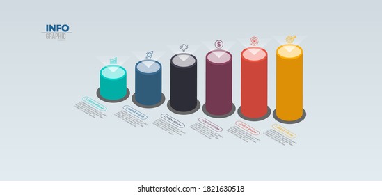 vector illustration Infographic design template with icons and 6 options or steps. Can be used for process, presentations, layout, banner,info graph.