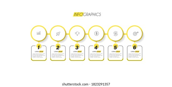 Vektorgrafik Infografische Design-Vorlage mit Symbolen und 6 Optionen oder Schritte. Kann für Prozess, Präsentationen, Layout, Banner, Infografik verwendet werden.