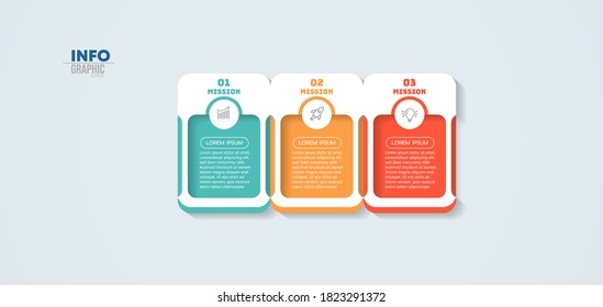 ilustración vectorial Plantilla de diseño infográfico con iconos y 3 opciones o pasos. Se puede usar para procesos, presentaciones, diseño, banner, gráfico de información.