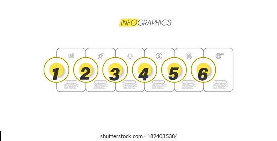 vector illustration Infographic design template with icons and 6 options or steps. Can be used for process, presentations, layout, banner,info graph.
