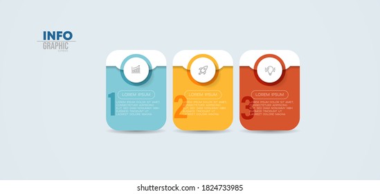 vector illustration Infographic design template with icons and 3 options or steps. Can be used for process, presentations, layout, banner,info graph.