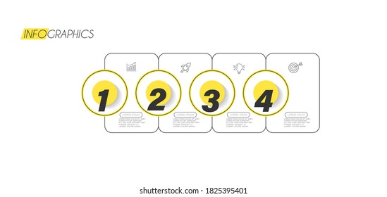 ilustración vectorial Plantilla de diseño infográfico con iconos y 4 opciones o pasos. Se puede usar para procesos, presentaciones, diseño, banner, gráfico de información.
