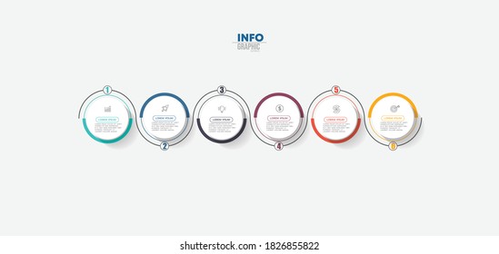vector illustration Infographic design template with icons and 6 options or steps. Can be used for process, presentations, layout, banner,info graph.