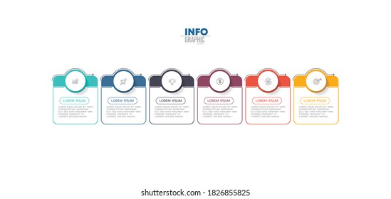 vector illustration Infographic design template with icons and 6 options or steps. Can be used for process, presentations, layout, banner,info graph.