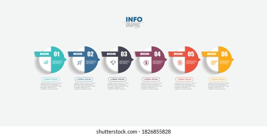 vector illustration Infographic design template with icons and 6 options or steps. Can be used for process, presentations, layout, banner,info graph.