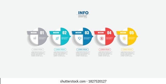 ilustración vectorial Plantilla de diseño infográfico con iconos y 5 opciones o pasos. Se puede usar para procesos, presentaciones, diseño, banner, gráfico de información.