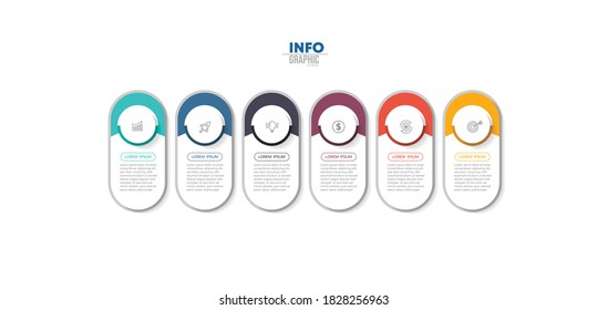 ilustración vectorial Plantilla de diseño infográfico con iconos y 6 opciones o pasos. Se puede usar para procesos, presentaciones, diseño, banner, gráfico de información.