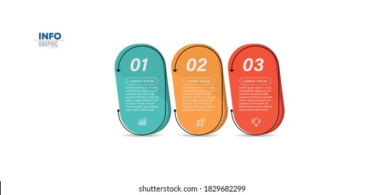 ilustración vectorial Plantilla de diseño infográfico con iconos y 3 opciones o pasos. Se puede usar para procesos, presentaciones, diseño, banner, gráfico de información.