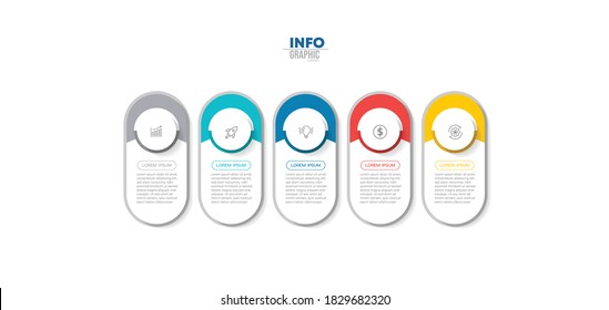 ilustración vectorial Plantilla de diseño infográfico con iconos y 5 opciones o pasos. Se puede usar para procesos, presentaciones, diseño, banner, gráfico de información.
