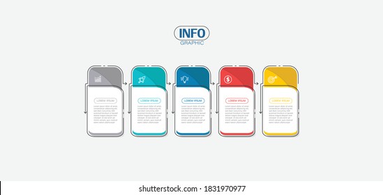 ilustración vectorial Plantilla de diseño infográfico con iconos y 5 opciones o pasos. Se puede usar para procesos, presentaciones, diseño, banner, gráfico de información.