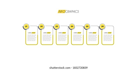 ilustración vectorial Plantilla de diseño infográfico con iconos y 6 opciones o pasos. Se puede usar para procesos, presentaciones, diseño, banner, gráfico de información.